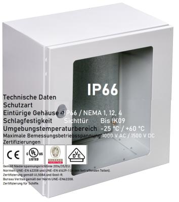 Schaltschrank 1000x600x400 mm HBT IP66 eintürig mit Sichttür